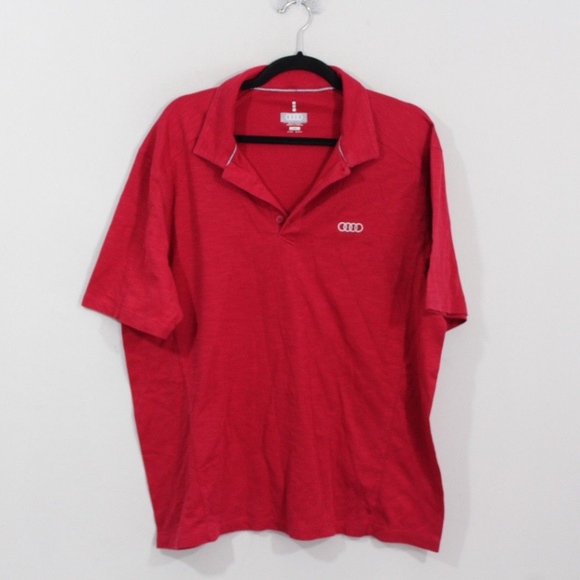 Audi Car Short Sleeve Golf Polo Shirt Red Large - Picture 1 of 5